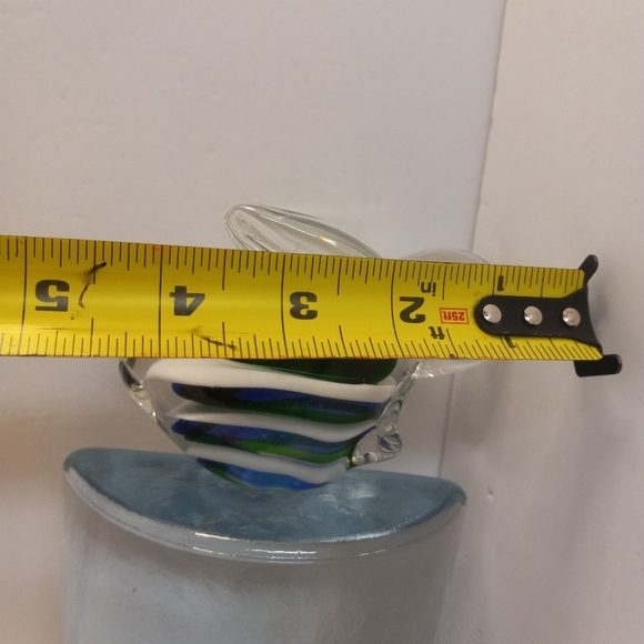 2 Paperweights Murano Blue & Clear, Green Glass Bunny Rabbits 4"x4.25 Collectibl - Picture 7 of 8